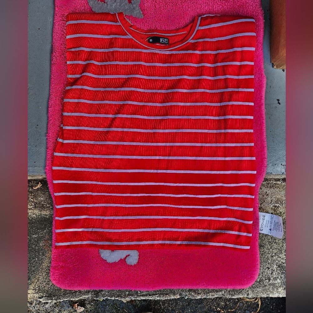 New F&F red/white striped capped sleeves shirt